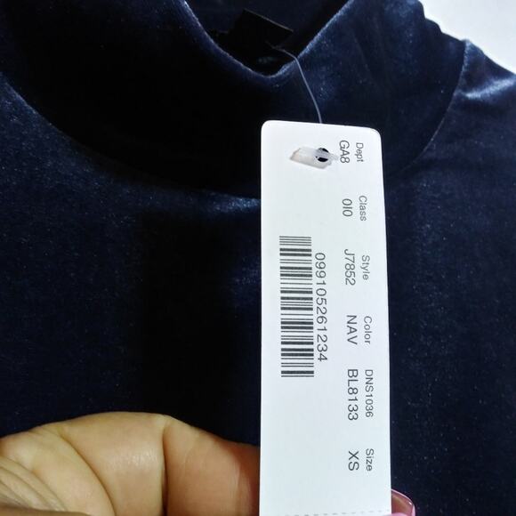 J. Crew Navy Blue Velvet Sleeveless Mock Neck Office Size XS - Picture 5 of 7